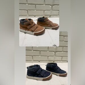 2 pair- Old Navy Boys 3 Strap Caramel Sneakers & Blue Sneakers